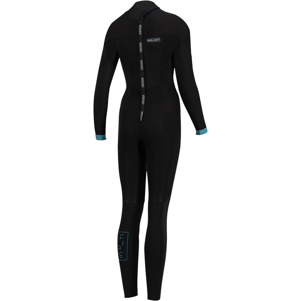 2020 Prolimit Womens Fire 5/3mm V-Back Zip Wetsuit 15060 - Black / Turquoise